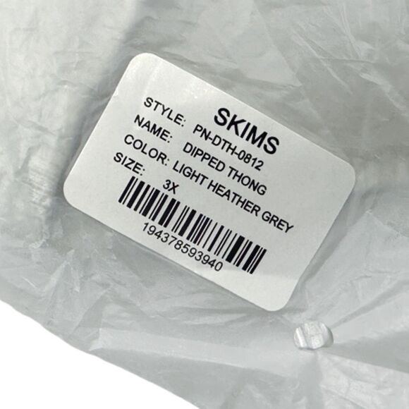 SKIMS Cotton Jersey Dipped Thong - Size 3X - Light Heather Gray - Picture 7 of 7